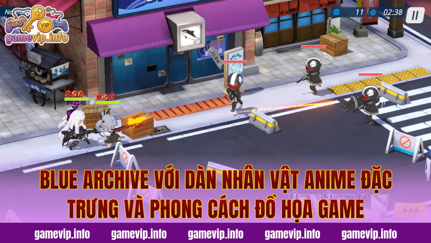 Blue Archive với dàn nhân vật anime đặc trưng và phong cách đồ họa game