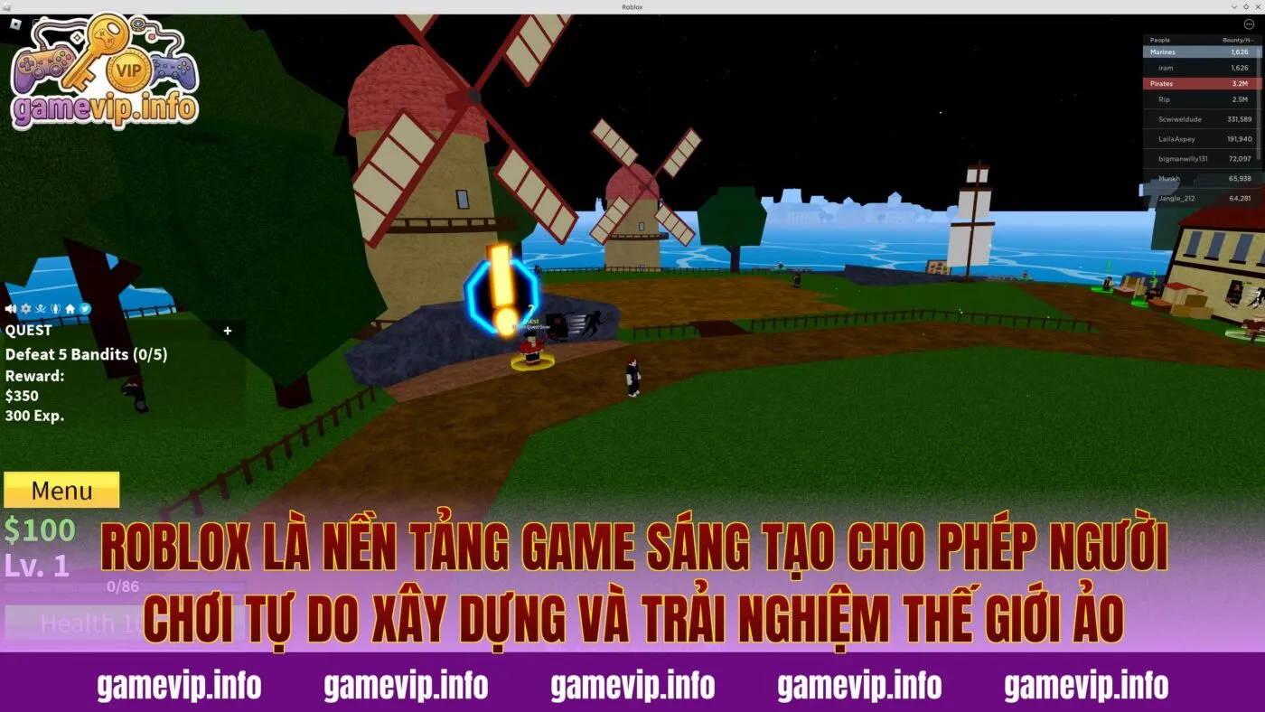 Roblox là nền tảng game sáng tạo cho phép người chơi tự do xây dựng và trải nghiệm thế giới ảo