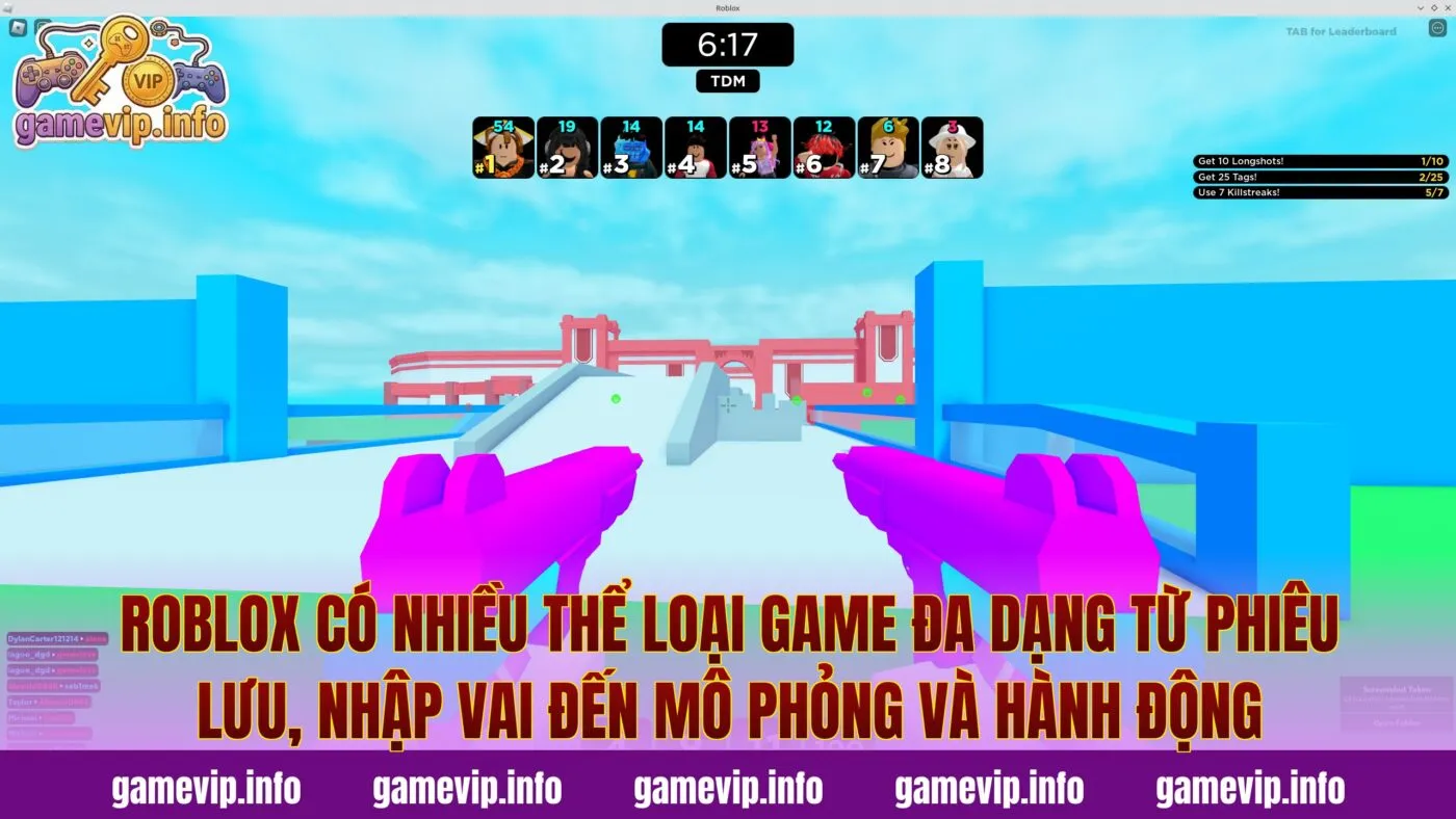 Roblox có nhiều thể loại game đa dạng từ phiêu lưu, nhập vai đến mô phỏng và hành động
