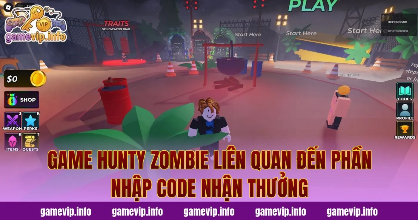 Game Hunty Zombie liên quan đến phần nhập code nhận thưởng
