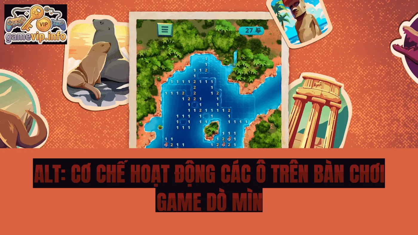 Alt: Cơ chế hoạt động các ô trên bàn chơi game Dò Mìn