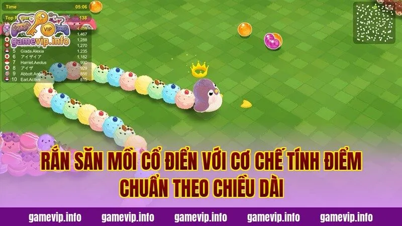 Rắn săn mồi cổ điển với cơ chế tính điểm chuẩn theo chiều dài