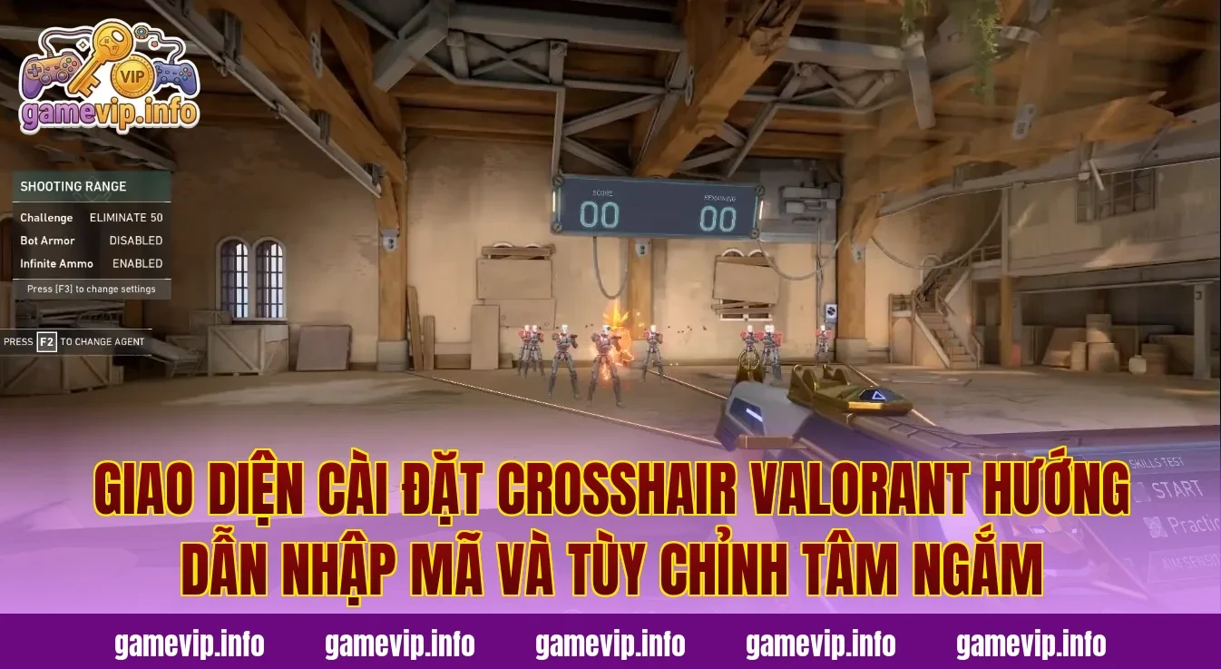 Giao diện cài đặt crosshair Valorant hướng dẫn nhập mã và tùy chỉnh tâm ngắm